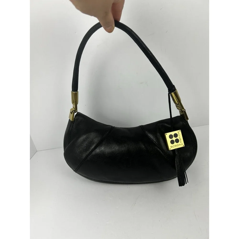 BCBGirls Max Azria Black Satchel Shoulder Bag Purse Gold Hardware